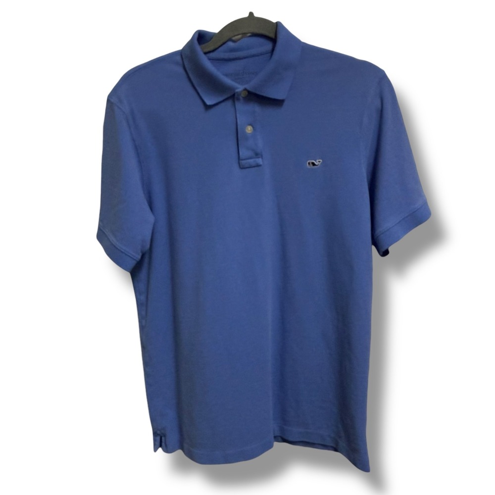 Vineyard Vines Polo Shirt Mens S Blue Whale Logo Classic Fit Cotton Pique Whale